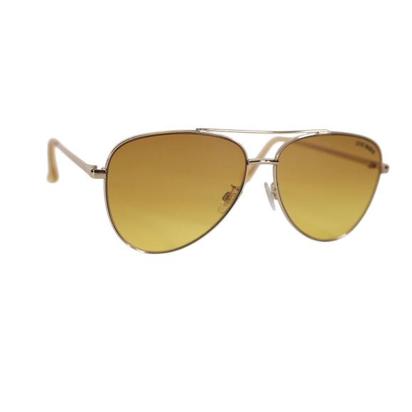 Steve Madden SANTANA Metal Aviator Sunglasses - Gold / Crystal Yellow - NWT - Picture 4 of 8